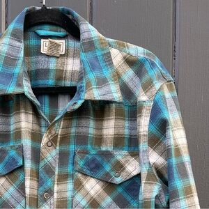 L.L. Bean Flannel - Blue & Green Plaid Katahdin Performance Men’s Large Shirt